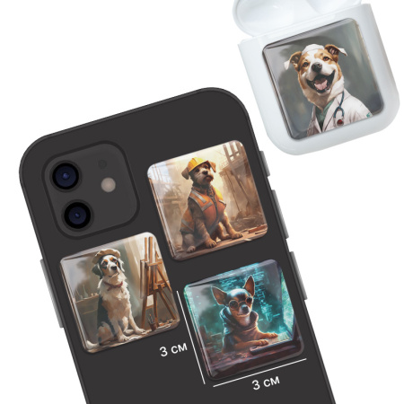 3D стикеры ISBC – серия Собаки, набор Профессии 3D стикеры ISBC с собаками в образе профессий