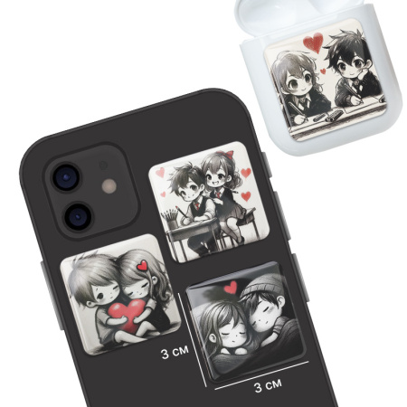 3D стикеры ISBC – серия Любовь, набор Сладкая парочка 3D стикеры ISBC на телефон про любовь, сладкая парочка