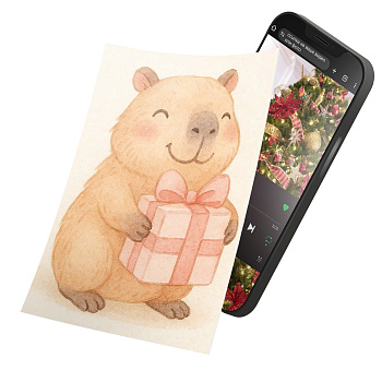 Интерактивная открытка с NFC "Новогодние зверушки; Капибара", ISBC, арт. 121-62790