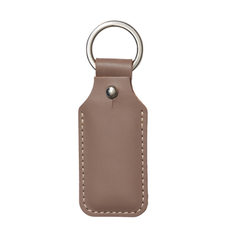 Брелок (чехол) кожаный ISBC, кольцо 28 мм, цвет серый, белая нить Брелок (чехол) кожаный ISBC, кольцо 28 мм, цвет серый, белая нить